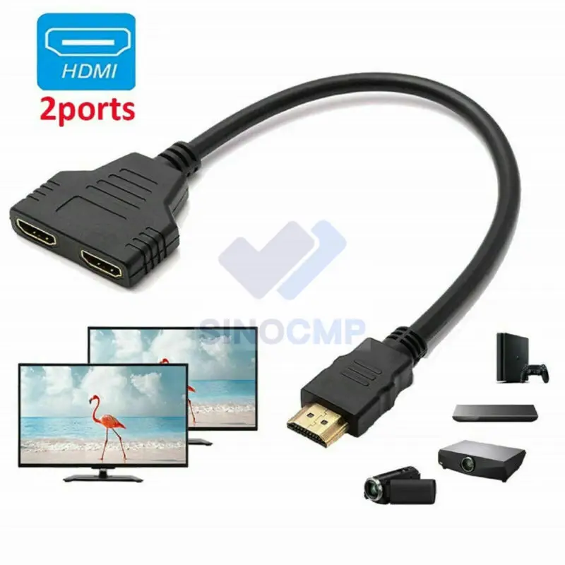 1pc Hdmi Splitter Out Cable Adapter Full Hd 1080p Male To 2 Female 3d Fits Hd Projectors Dlp Lcd Tv & Audio Car Accessories