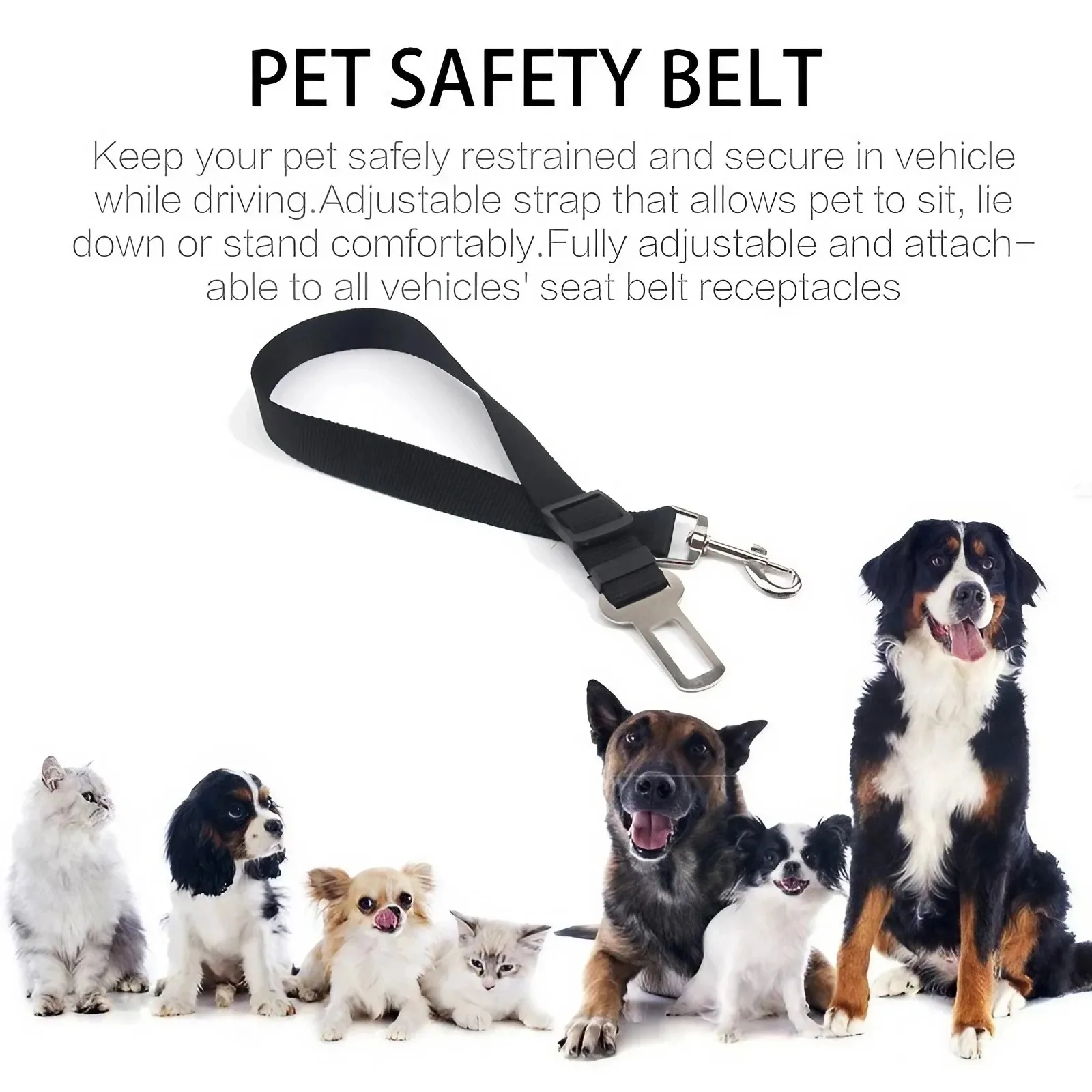 Adjustable Pet Car Seat Belt, Nylon Safety Harness Leash for Small Dogs and Cats, Pet Accessories for Car Travel