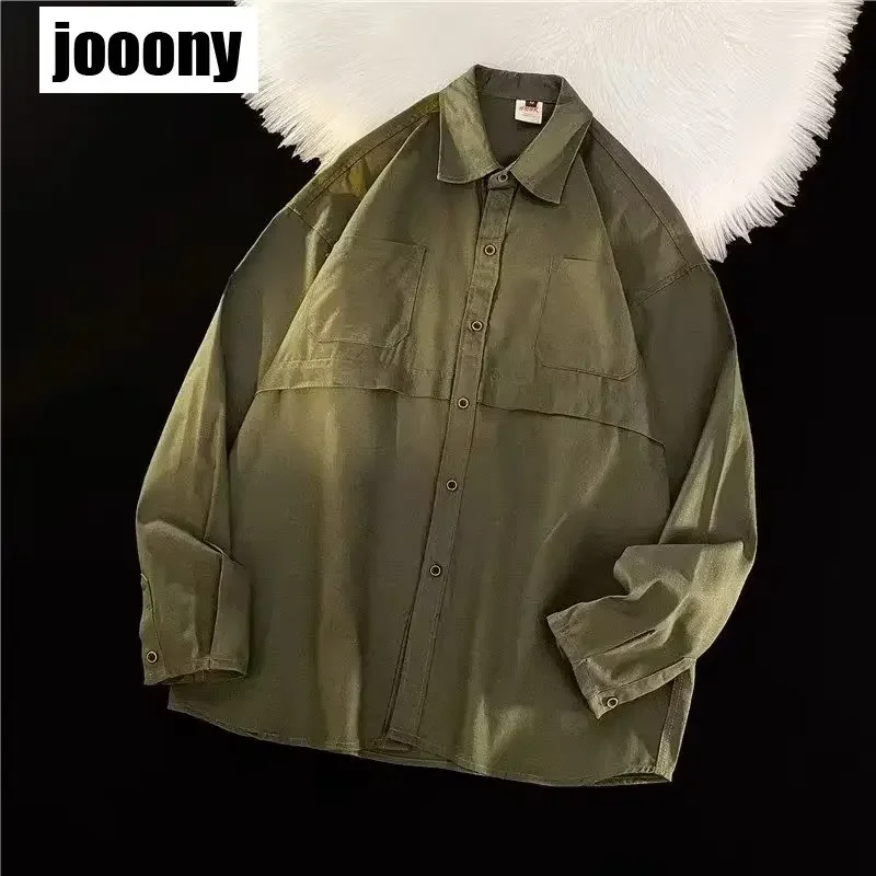 

Новые весенне-осенние хлопковые рубашки мужские однотонные универсальные мужские рубашки с длинным рукавом простые рубашки для мужчин поездок на работу с отложным воротником