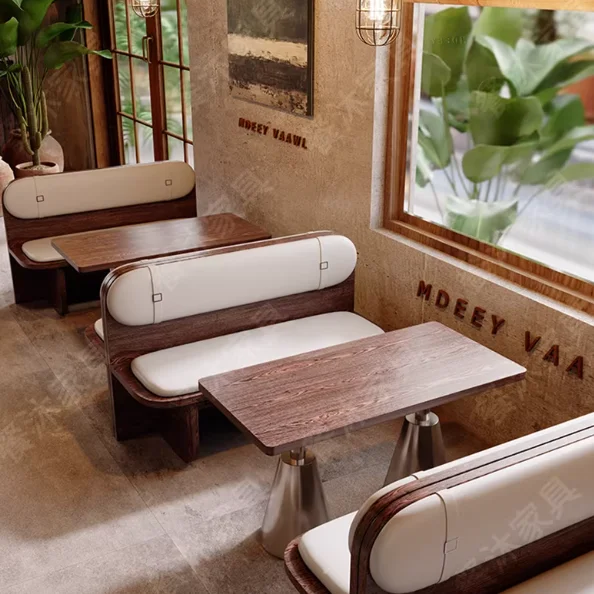 Solid Wood Sofas In Coffee Shops And Custom Stainless Steel Dining Table And Chair Sets In Restaurant Bars