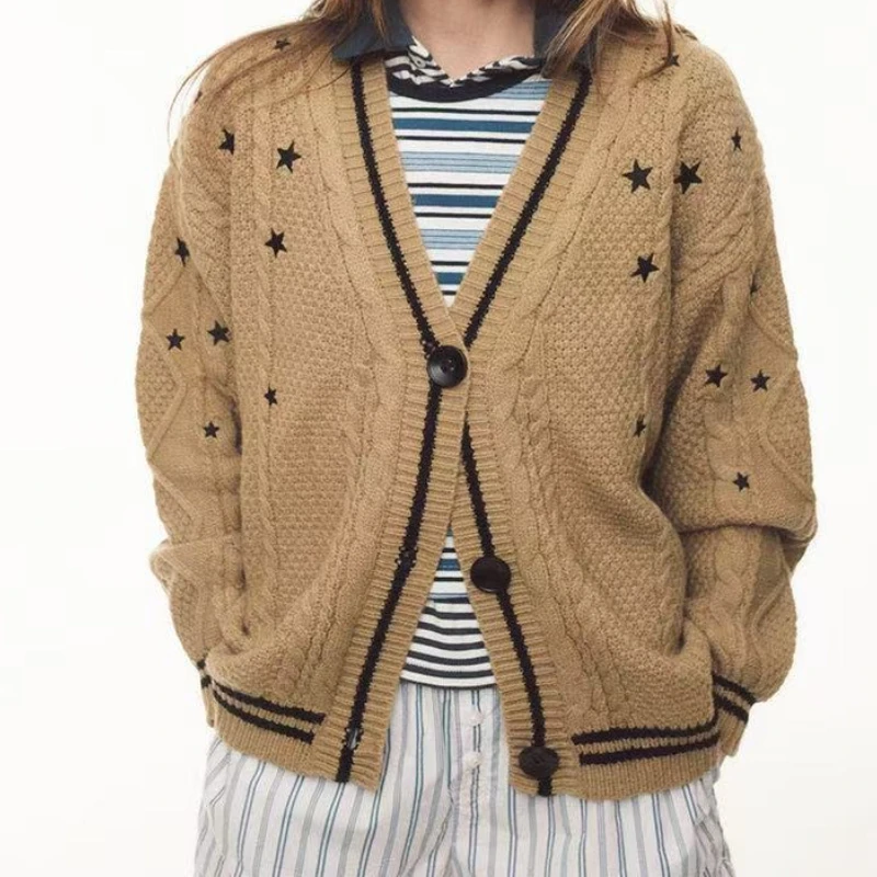 

Solid Color Long-sleeved Cardigan Femininity Commuter Bat Wing Knitted Single-breasted Sweater Jacket