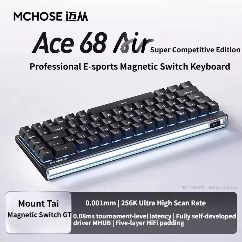لوحة مفاتيح ألعاب MCHOSE Ace 68 بتأثير قاعة الهواء المغناطيسي مع تشغيل قابل للتعديل HotSwap RGB Snap Tap لألعاب الكمبيوتر/Mac
