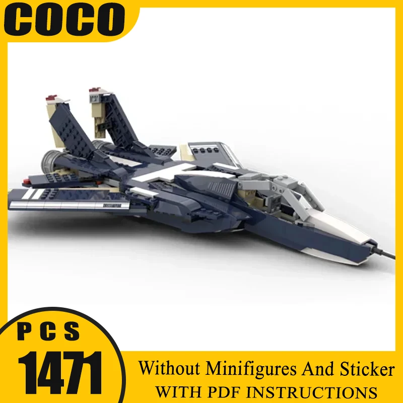 

Военная серия Moc, строительные кирпичи F-14 Tomcat, модель истребителя, технология, модульные блоки самолетов, набор «сделай сам», сборка, Рождественский подарок