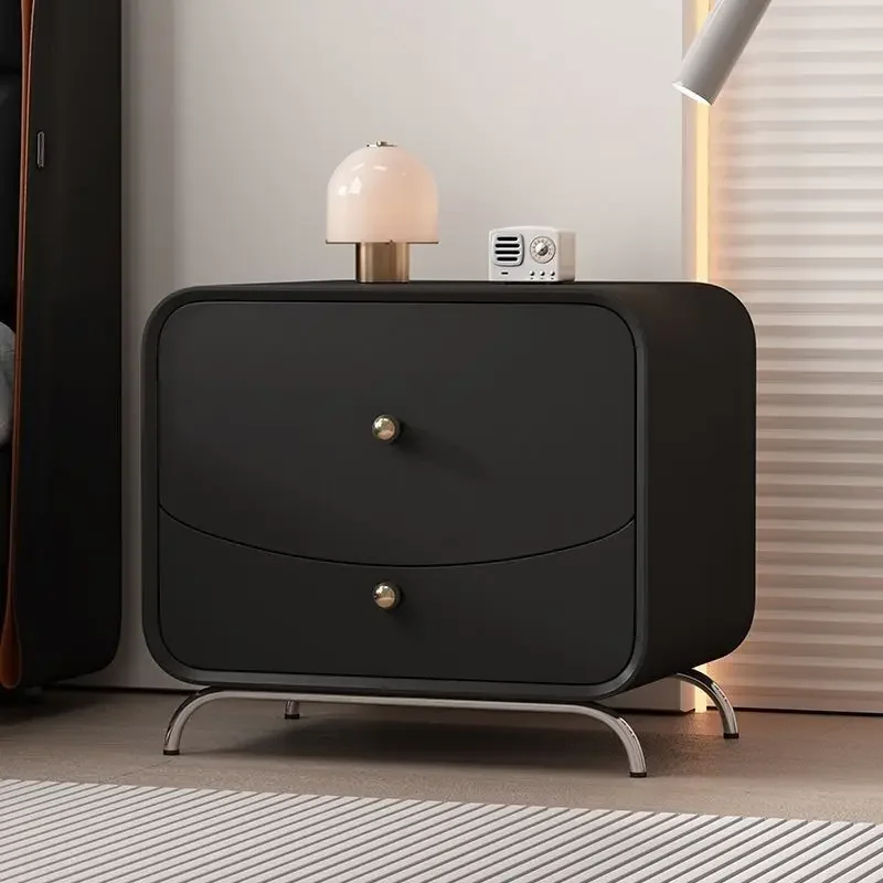 

Black household bedside table Solid wood small bedside table Simple modern advanced