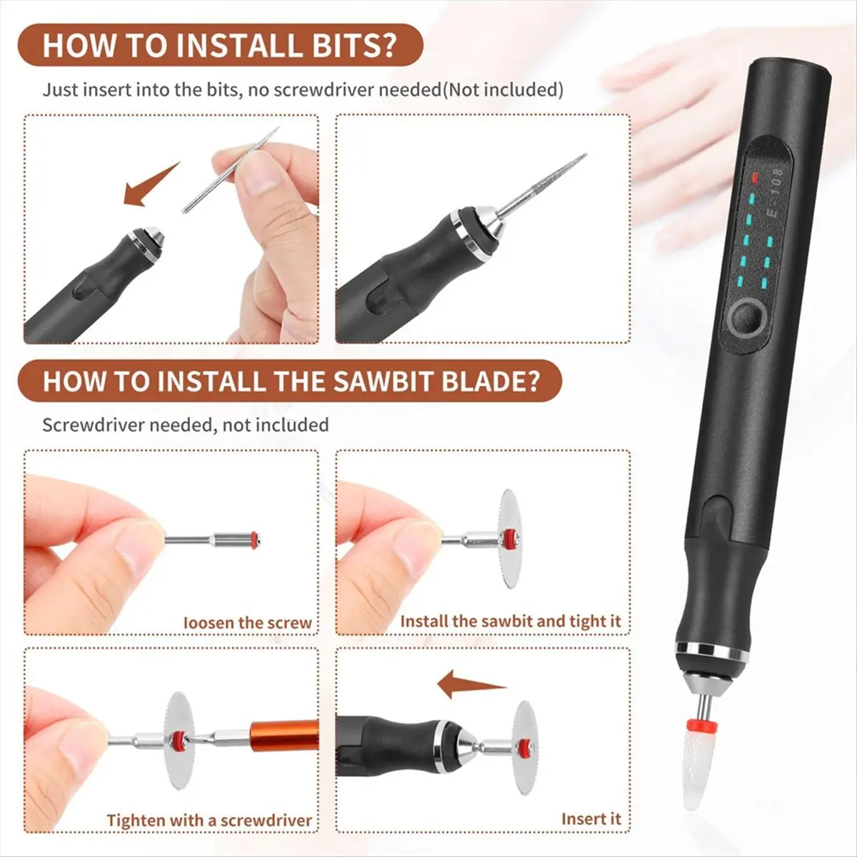 【TODAY-BUY】Engraving Pen with 37 Bits, USB Rechargeable Cordless Engraving Machine with Box, Portable DIY Rotary Engraver,Black