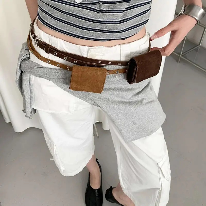 1 Stück Modische Koreanische Damen-Gürteltasche aus Wildleder, Einfarbige PU-Gürteltasche für Frauen – Detail 2