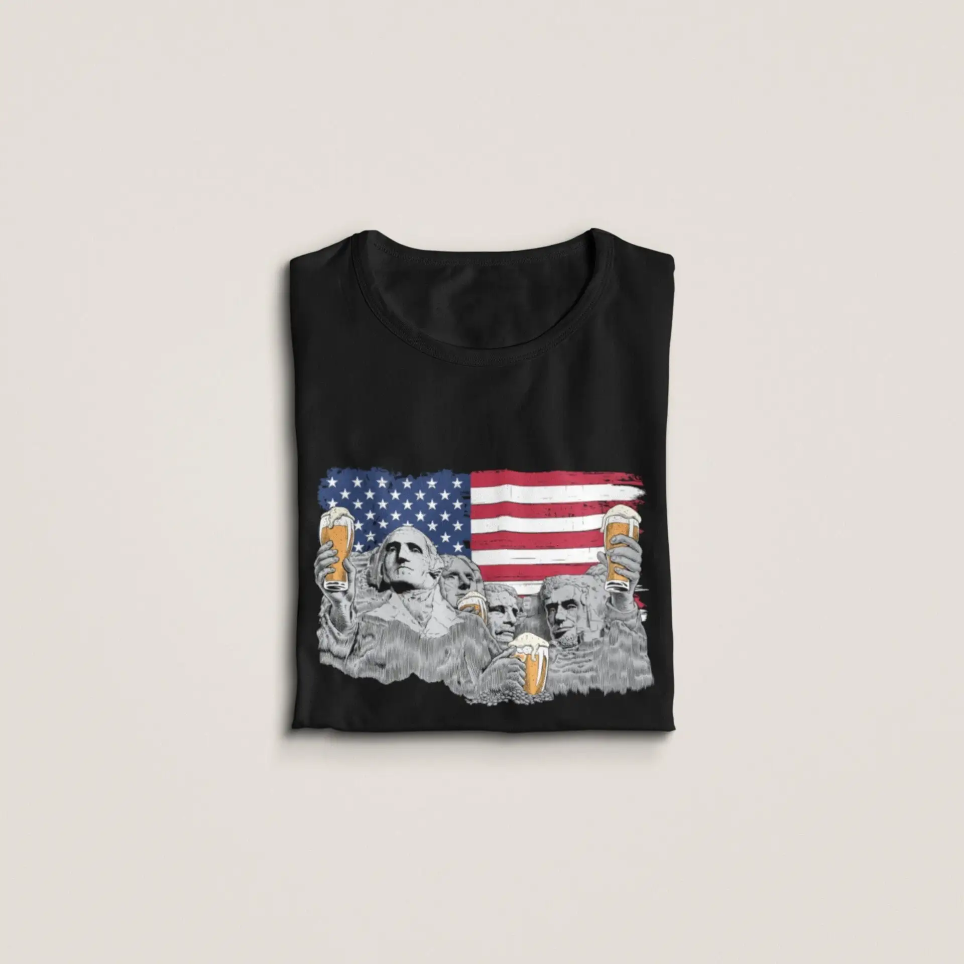 Mount Rushmore Presidents Drinking Beer T Shirt America USA Flag South Dakota Monument Patriotic Drinker s 4th July