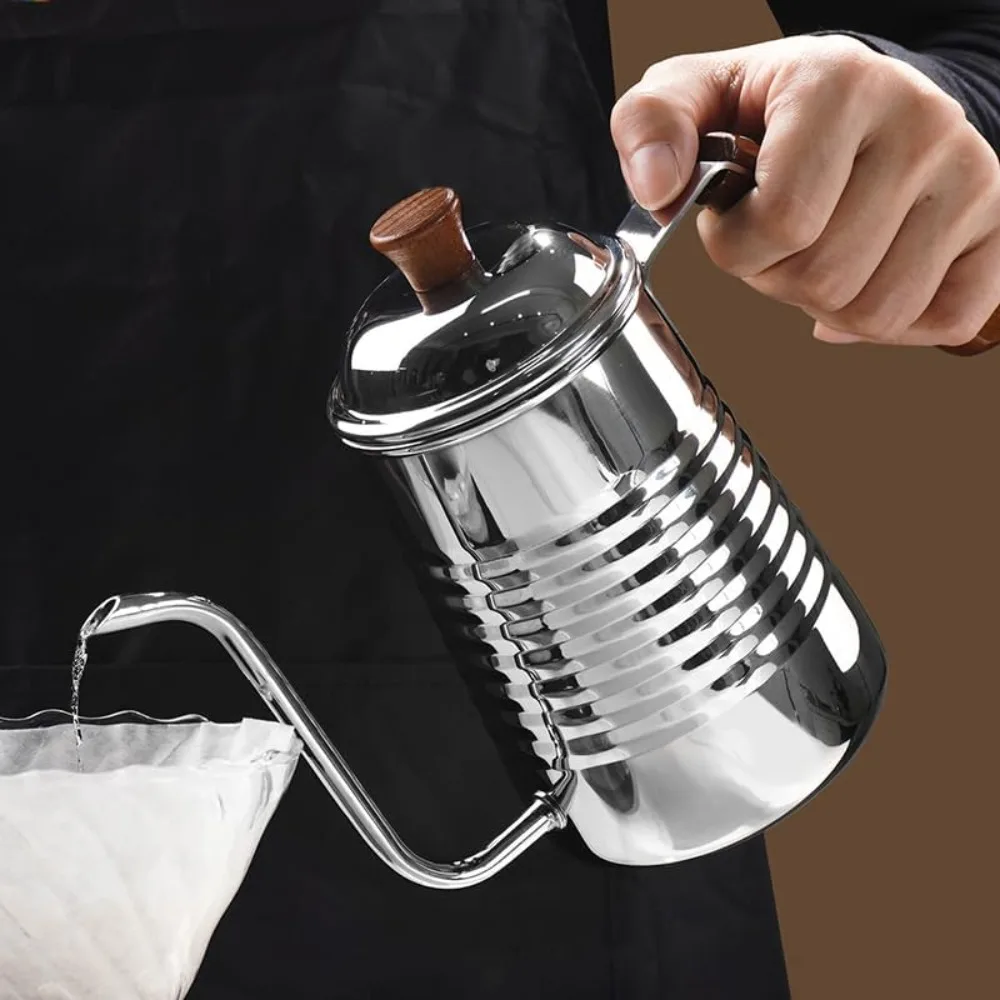 Elegant 700ml Gooseneck Kettle, Precision Pour Over Coffee & Tea, Stainless Steel, Wood Handle, Gift Box - view 5