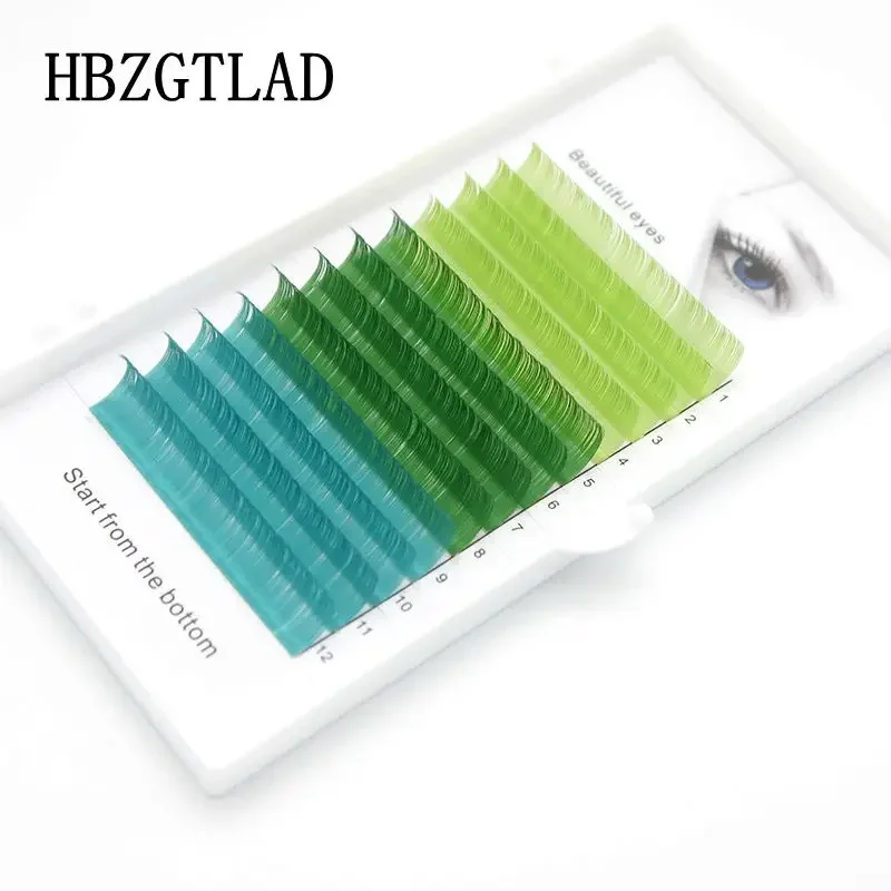 HBZGTLAD C/D Curl 0,07/0,1 mm 8-15 mm falsche Wimpern blau + grün + königsblaue Wimpern individuelle farbige Wimpern Künstliche Wimpernverlängerungen