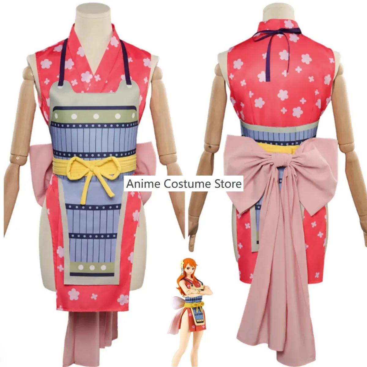 Anime Nami Costume Cosplay Wano Kuni Country Japanese Armor Kimono Combat Uniform parrucca donna Sexy Halloween Christmas Suit