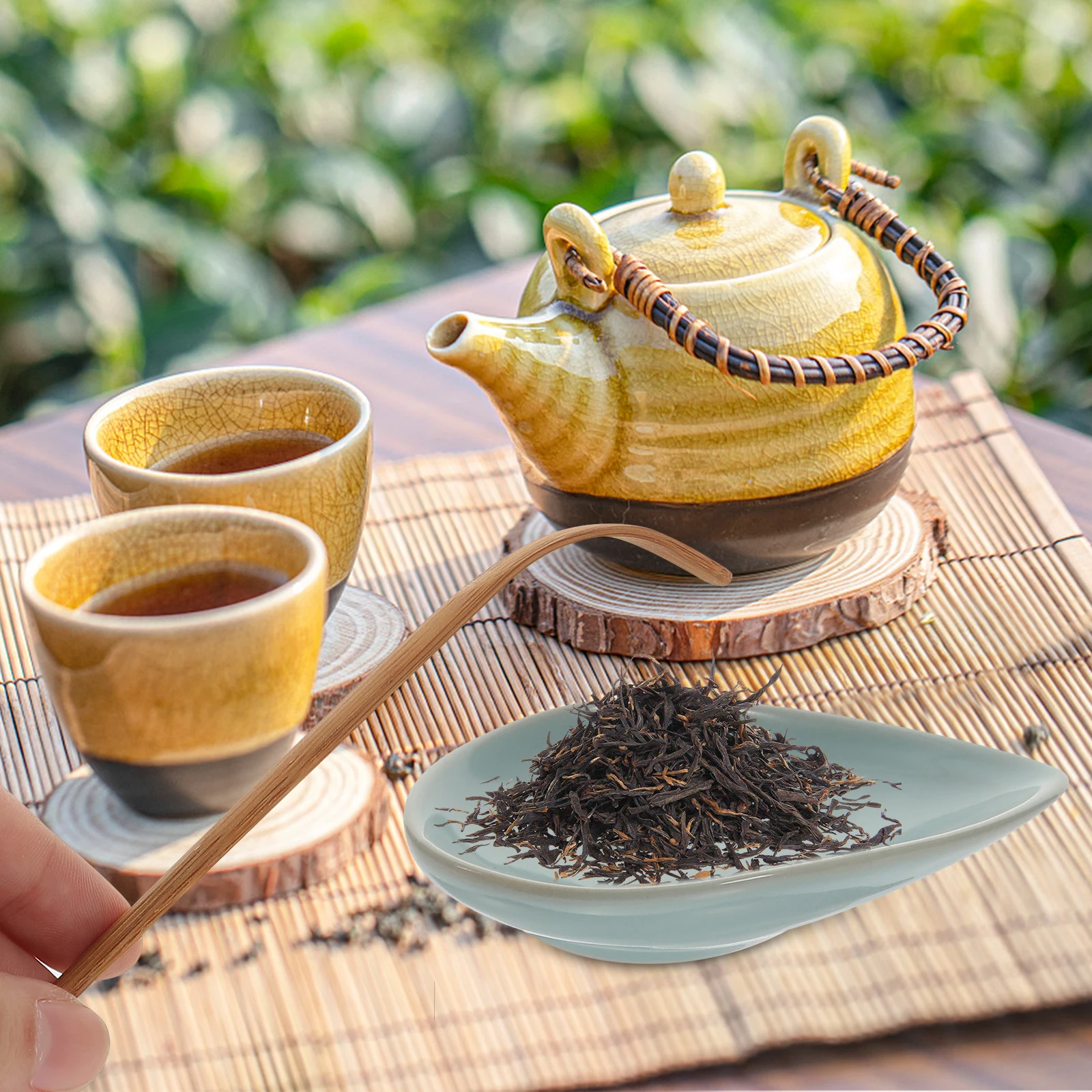 

1Set Tea Scoop Ceramic Tea Leaf Spoon Dispensing Cup for Baking Powder Milk Powder Spices Storage Plate Coffee Bean Holder