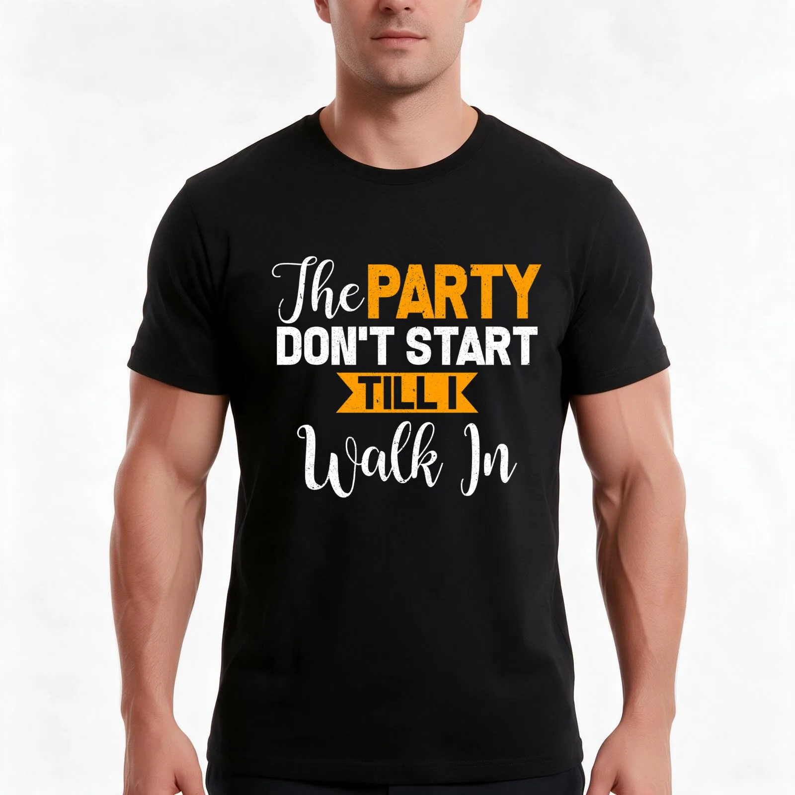 The Party Don't Start Till I Walk In T-Shirt, Summer Casual Cotton Tee, Oversized Streetwear Tops, Vintage Graphic Print