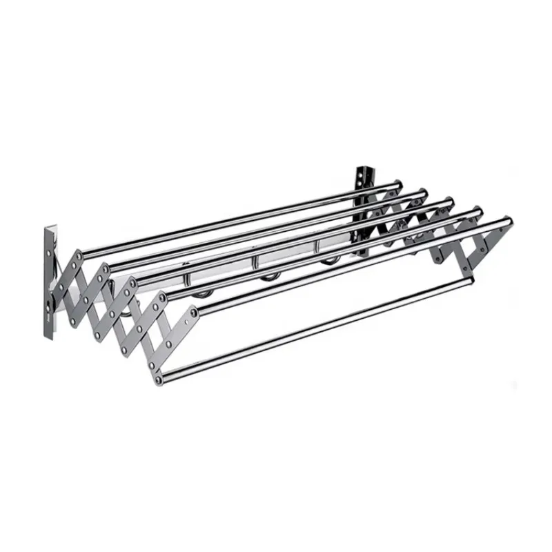 Stainless steel wall-mounted retractable towel rack, bathroom adjustable laundry drying rack towel rack with coat hook