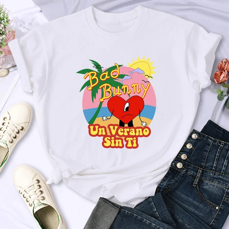 

LE Personality Trend Tee Clothing Casual All-math Tops Street Female Short Sleeve Bad Bunny Un Verano Sin Ti So Sad Women Tshirt