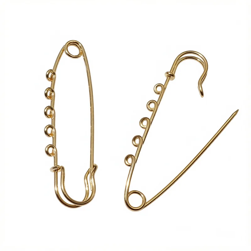 5pcs 50/70mm Stanless Steel Safety Pins Brooch Blank Base  with 1/2/3/4/5 Rings Safety Pins Craft Jewelry Making Findings