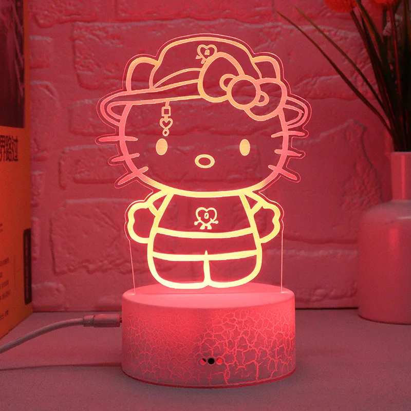 Sanrio Kuromi moja melodia Cinnamoroll Cartoon śliczne Hello Kitty lampka nocna 3D dzieci Led nocna oświetlenie do sypialni kreatywna lampa biurkowa