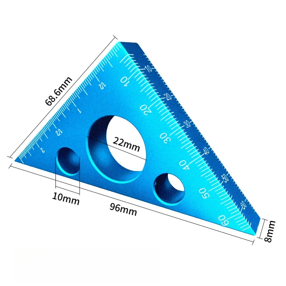 Triangle Ruler for Woodworking 45 Degree Aluminum Alloy Construction Precision Measuring Tool for Layout Tasks