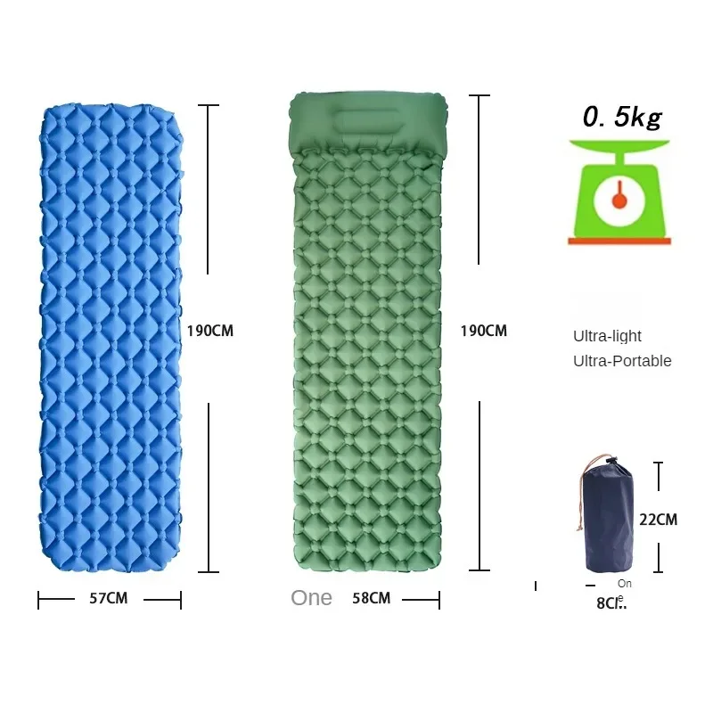 Outdoor Camping Inflatable Mattress Sleeping Pad with Pillows Ultralight Air Mat Built in Inflator Pump Hiking Air Mattresses