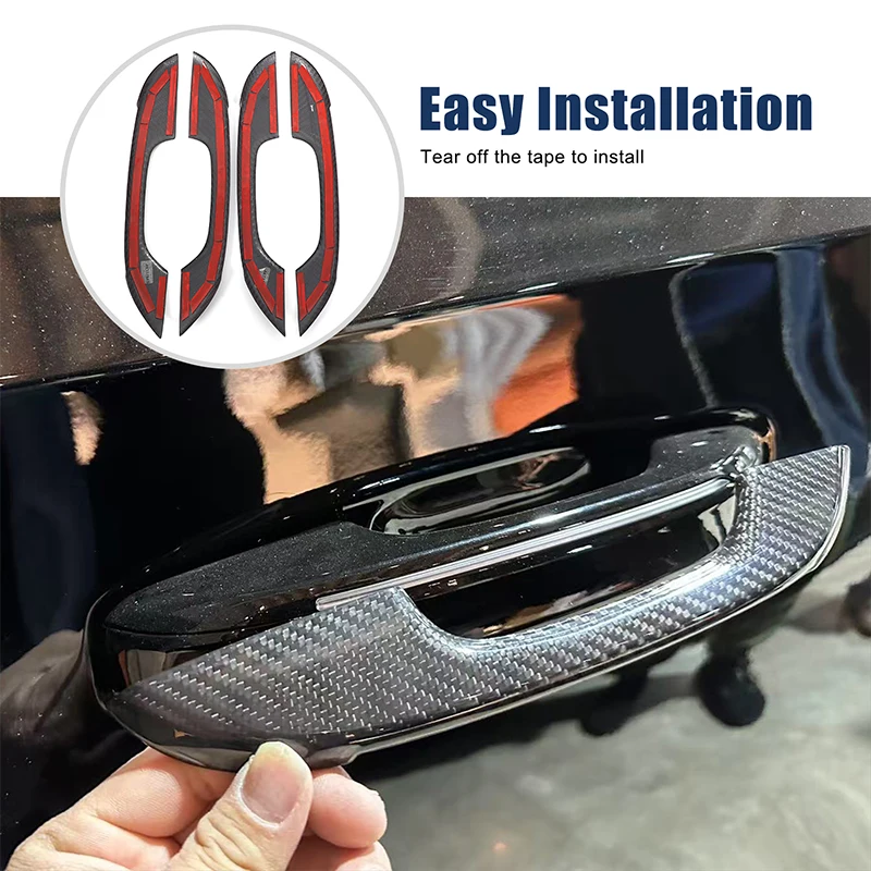 For Cadillac Escalade 2021-2023 Real carbon fiber car door handle frame decoration sticker car protection accessories