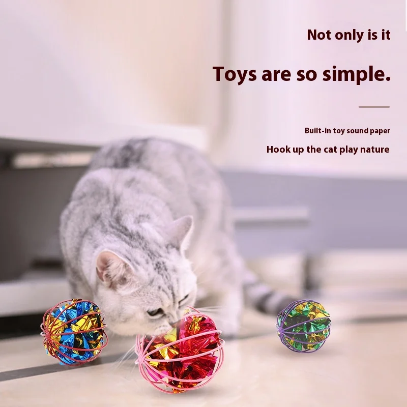 

New pet spherical chasing toy cat cage ring paper ball interactive ball self-hi toy ball