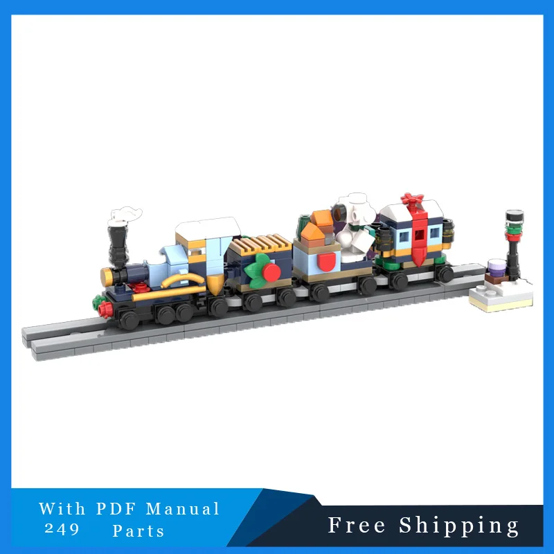 ชุดตัวต่อรถไฟเมืองฤดูหนาว 249 ชิ้น แบบ MOC ประกอบเอง ของเล่นเสริมพัฒนาการด้านการศึกษา ของขวัญสุดพิเศษ