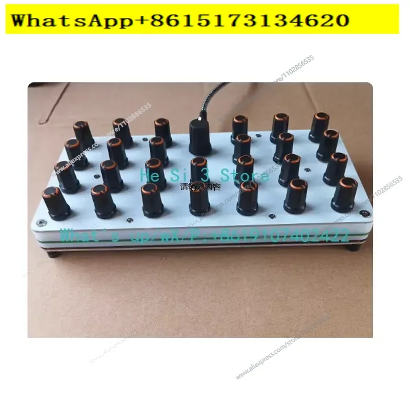 Elevate your music production with this versatile USB-C MIDI controller featuring twenty-seven tactile knobs for precise