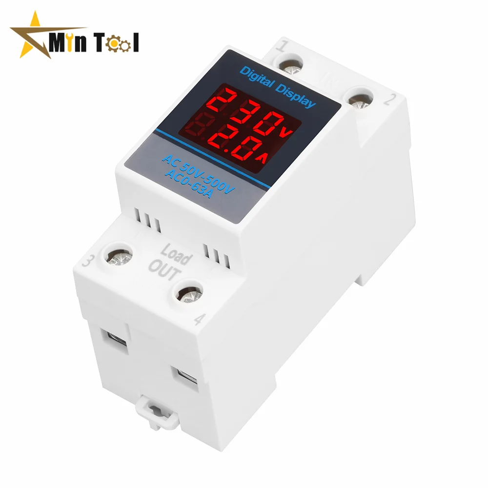 35mm Din Rail Single Phase Ammeter Voltage Meter AC 50-500V Voltmeter Gauge Current Indicator Volt Amp Monitor for Electrician