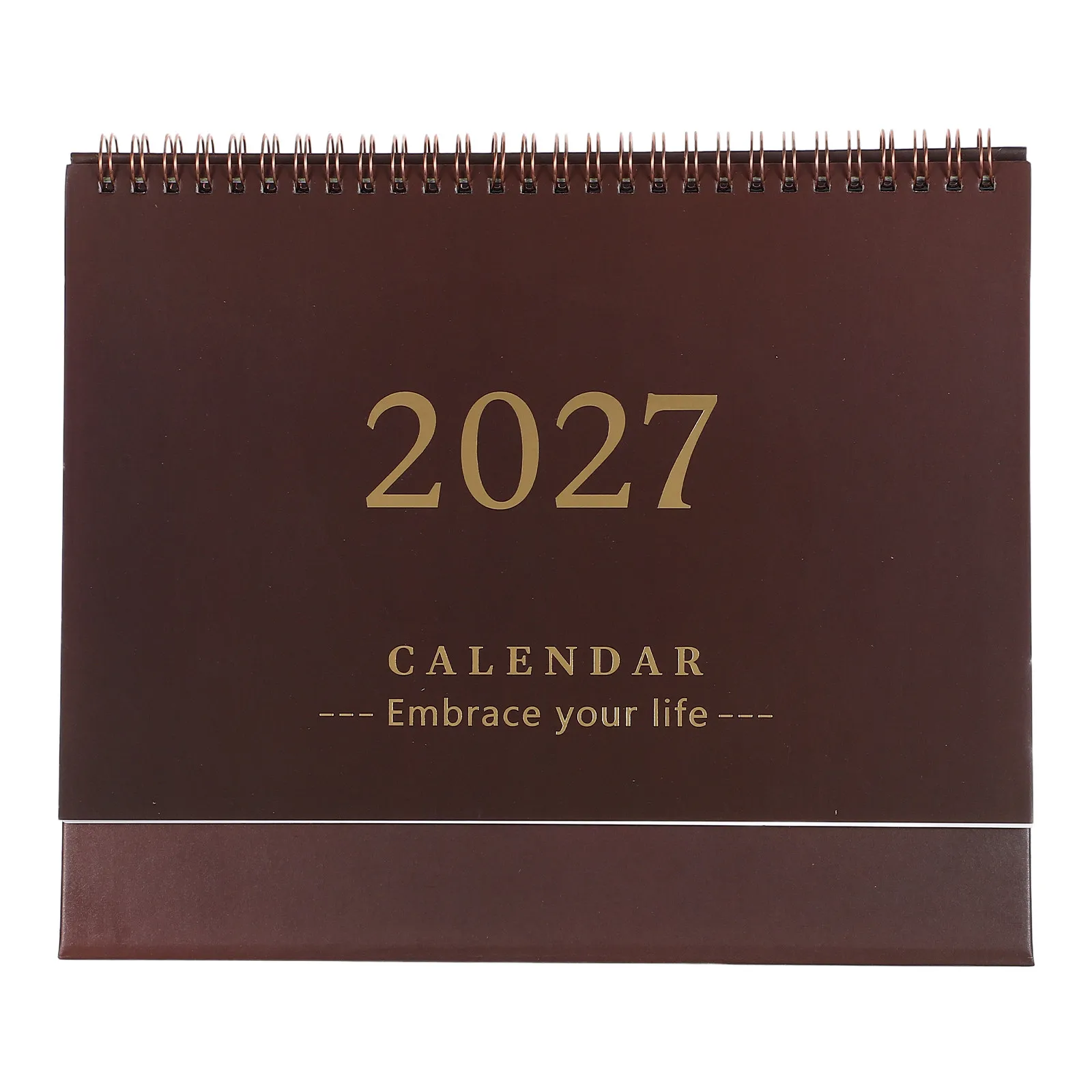 2027 Spiral Bound Desktop Calendar Coffee Color Stand Up Monthly Planner Organizer for Office Home School Desk Large Numbers