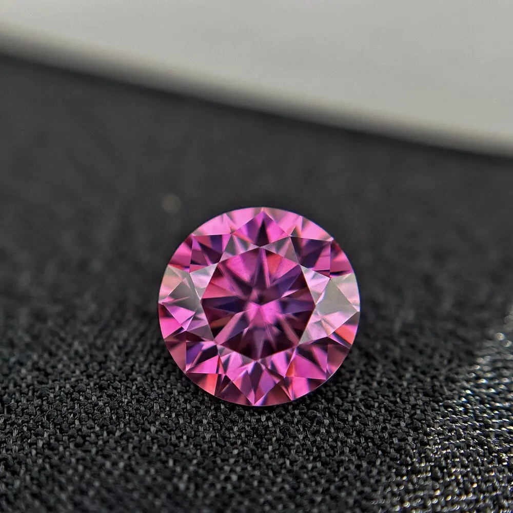 

Wholesale 3-10mm Loose Moissanite Stones Pink Red Shining Fine Round Lab Grown Stone With Certificate