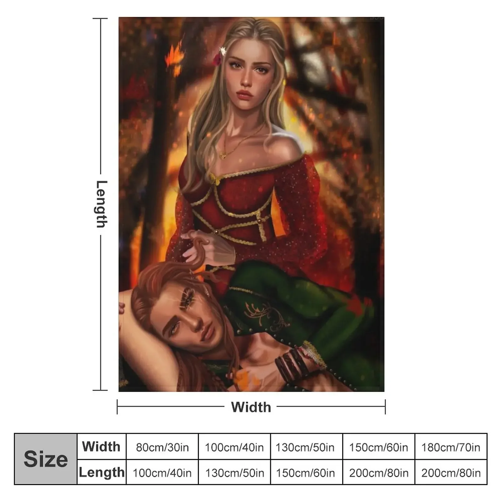 Elain Archeron and Lucien Vanserra from Acotar Throw Blanket Sleeping Bag Thermal Blankets