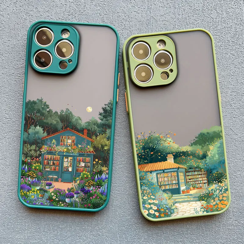 Wunderschöne Natur-Wald-Baum-Buchhandlung Handyhülle für iPhone 14 13 12 11 Pro Max 17 15 16 Pro Max 14 Plus Mini XS X XR Schutzhüllen – Detail 12