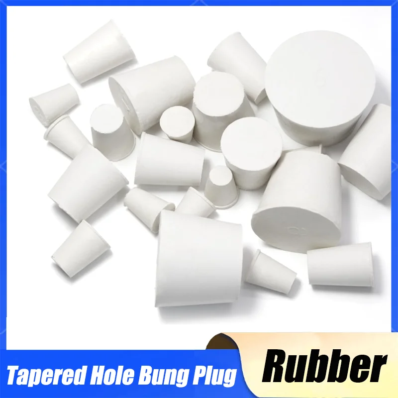 25 Sizes #000~#22 White Tapered Solids Rubber Stopper Push-In Sealing Plug Laboratory Rubber Plug Pipe Tank Wine Bottle