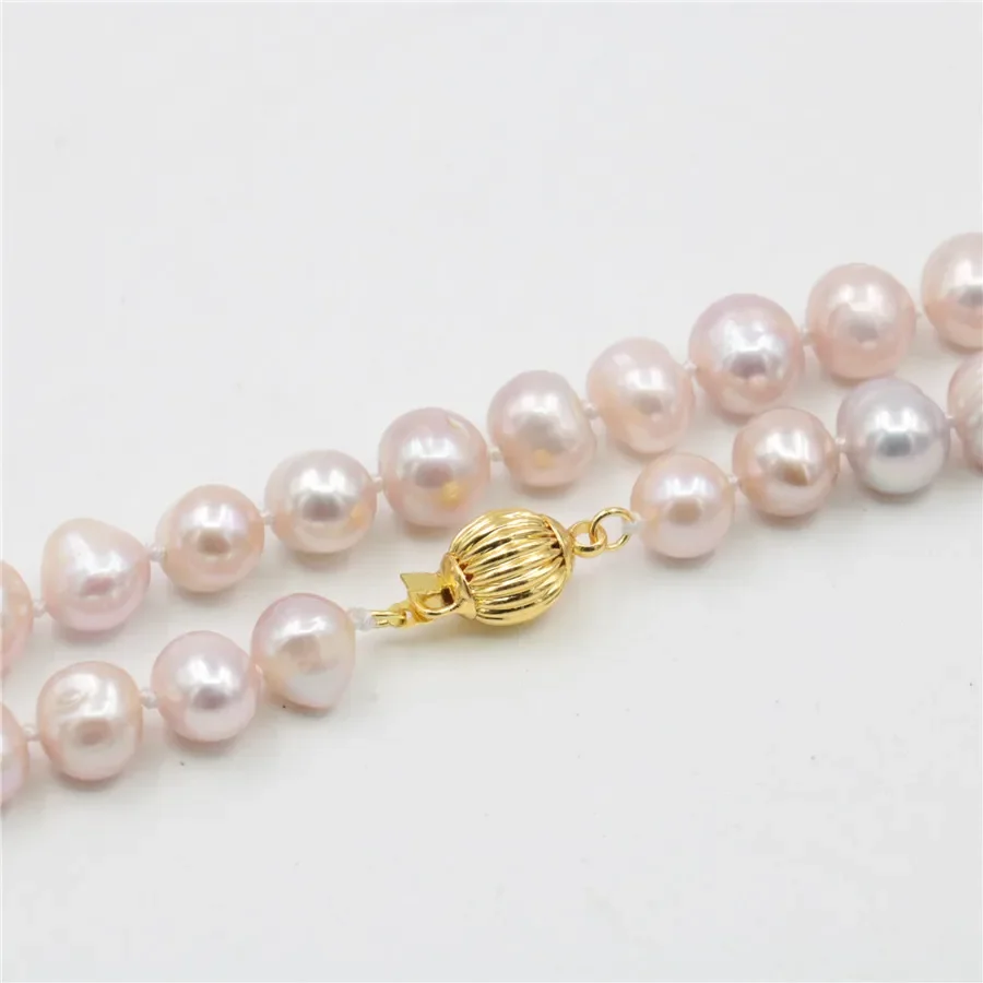 8-9mm Pink Purple Akoya Cultured Pearl Necklace Women Fashion Jewelry Making Design Mother\'s Day gifts Natural Stone 18\