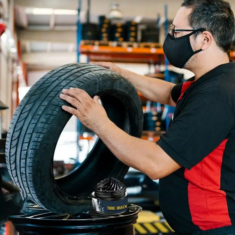 Polonês pasta de pneu 50g pasta de polimento de pneu de carro para revestimento de longa duração manutenção automotiva cera de pneu com esponja para