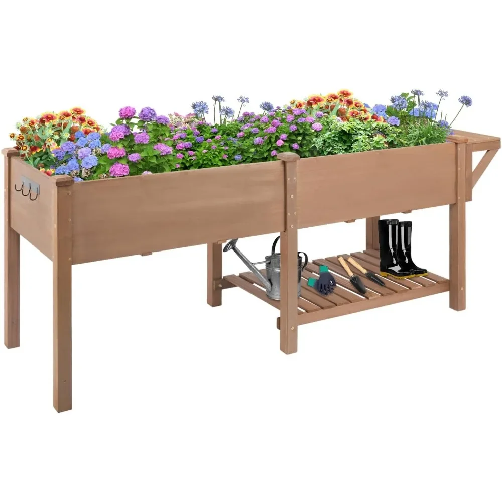 

Raised Garden Bed with Legs Outdoor,Elevated Garden Box,Storage Shelf, Protective Liner for Backyard,Patio,Balcony,80x23x30in (B