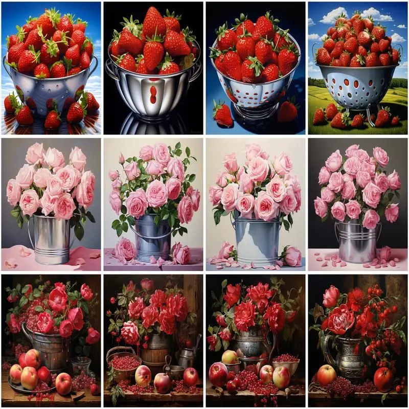 

GATYZTORY Paint By Number Fruit And Flowers Kits Drawing On Canvas DIY Pictures By Number HandPainted Gift Home Decoration