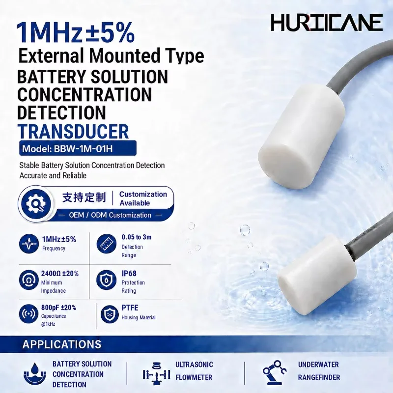 External Mounted Ultrasonic Transducer for Battery Electrolyte Concentration Detection Systems