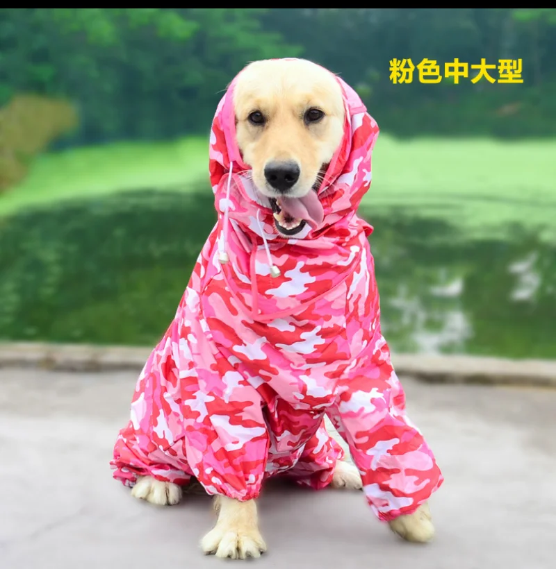 Pet Dog Raincoat Outdoor Waterproof Clothes Hooded Jumpsuit Overalls for Small Big Dogs Rain Cloak French Bulldog Labrador