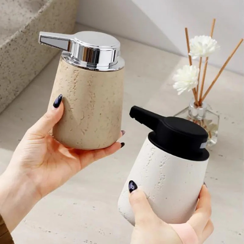 European Sand Stone Automatic Hand Sanitizer Bottle Sensor Foam Container Bathroom Shampoo Makeup Remover Water Storage Bottle