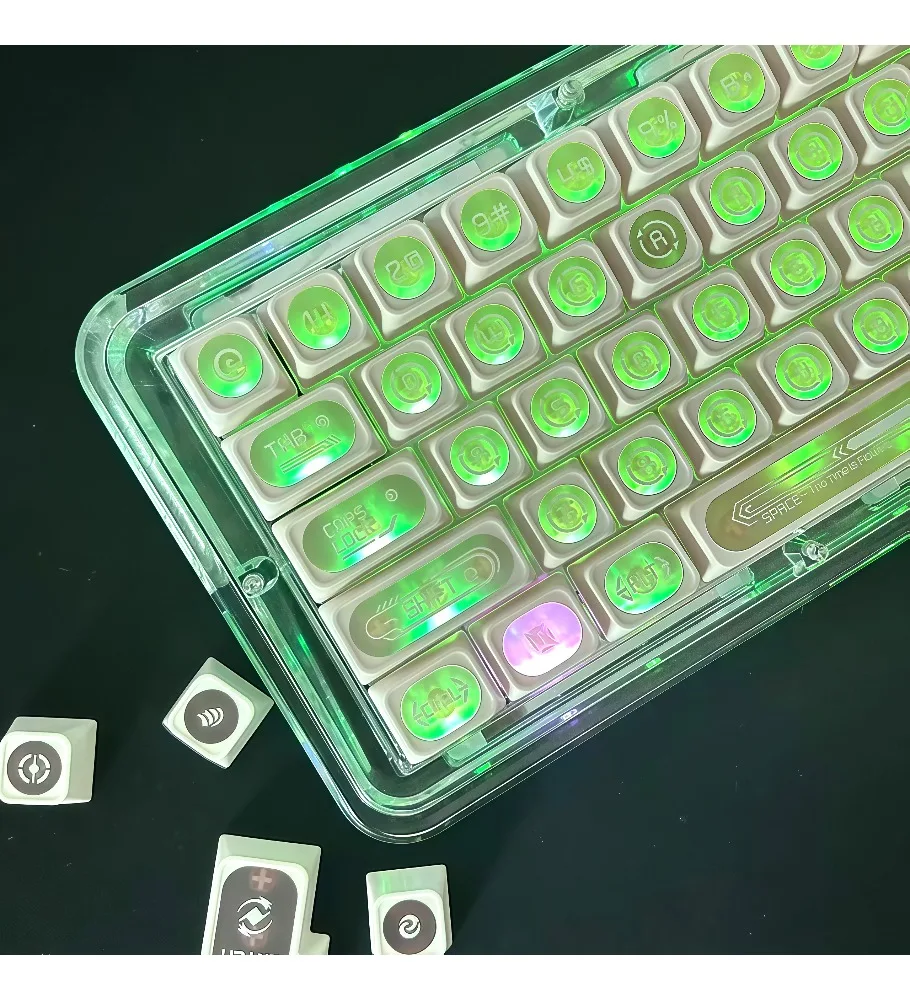 White opal Max personalized light-transmitting keycap with wooting bee step from ace68 keys 87 keys 108 keys
