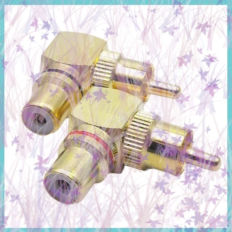 2/4/6 قطعة RCA الزاوية اليمنى ذكر إلى موصل سالب 90 درجة محولات القابس L نوع F tO M موصلات الصوت النحاس مطلية بالذهب C4 #2