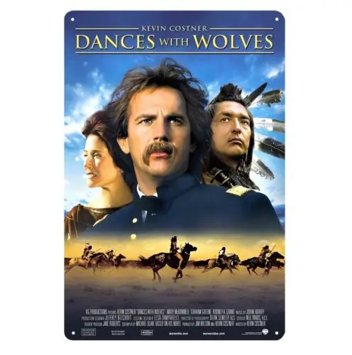 Dances With Wolves Kevin Costner Movie Metal Poster Tin Sign 20x30cm