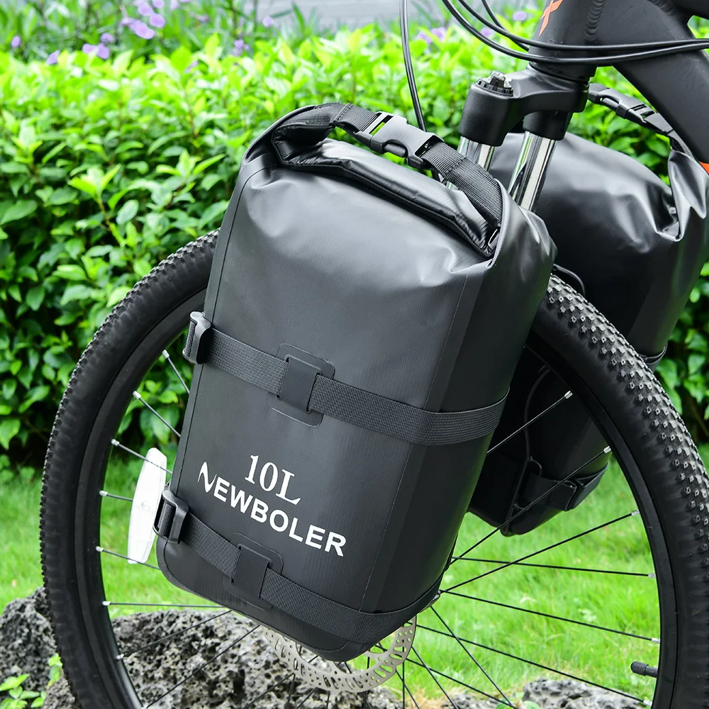 NEWBOLER 10L Bike Fork Bag Waterproof Dry Bag with Roll Opening Lightweight Portable Bicycle Riding Sacks for Moutain Bikes