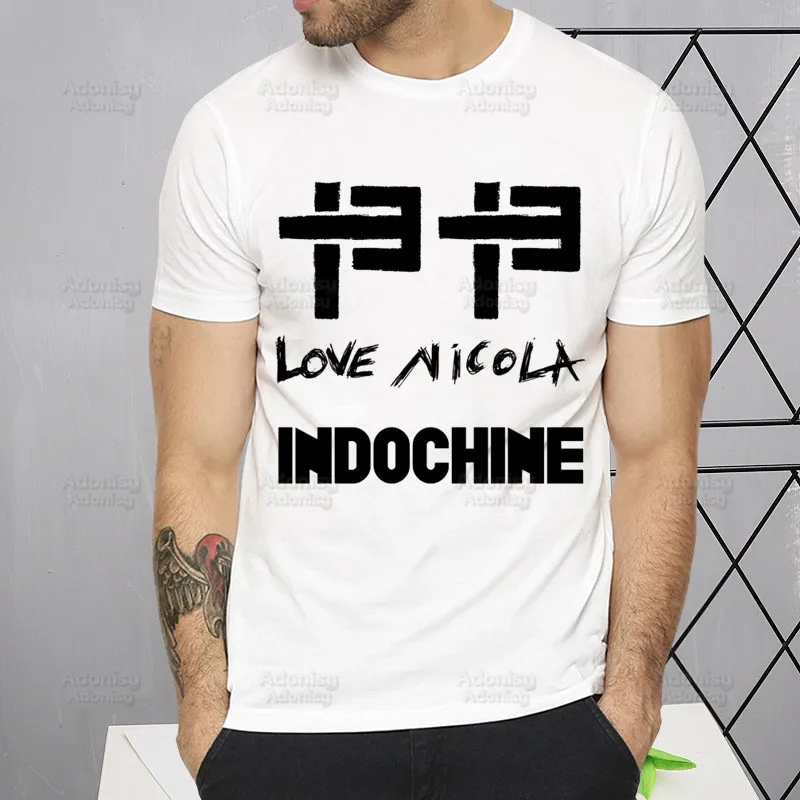 Indochine French Band T Shirt Fashion Print Pop Rock Wave Tshirt Summer Mens Novelty Short Sleeve T-shirt Men Funny Tops