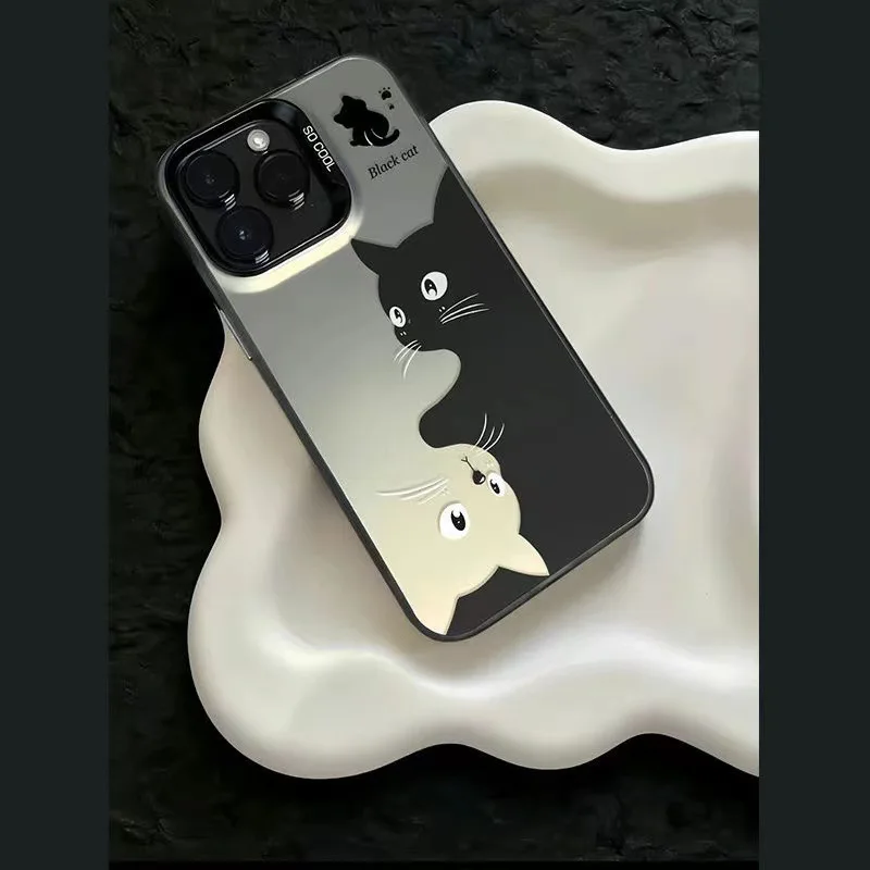 Gato bonito dos desenhos animados caso de telefone para iphone 17 caso iphone 11 12 14 15 16 pro max xs xr 7 8 plus se silicone macio claro capa