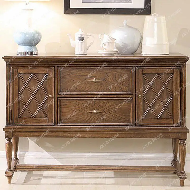 

LL side cabinet medieval solid wood retro storage, display cabinet solid wood carving flower can be customized