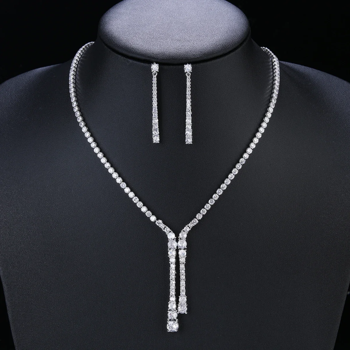 Bridal Jewelry CZ Crystal Necklace and Earring Set, Suitable For Wedding Dinner, Girlfriend Gift, Free Shipping CN10317A