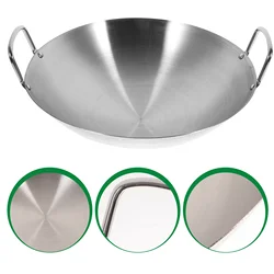 Stainless Steel Wok Frying Pan for Home Kitchen Cauldron Pot with Handle Multi-functional