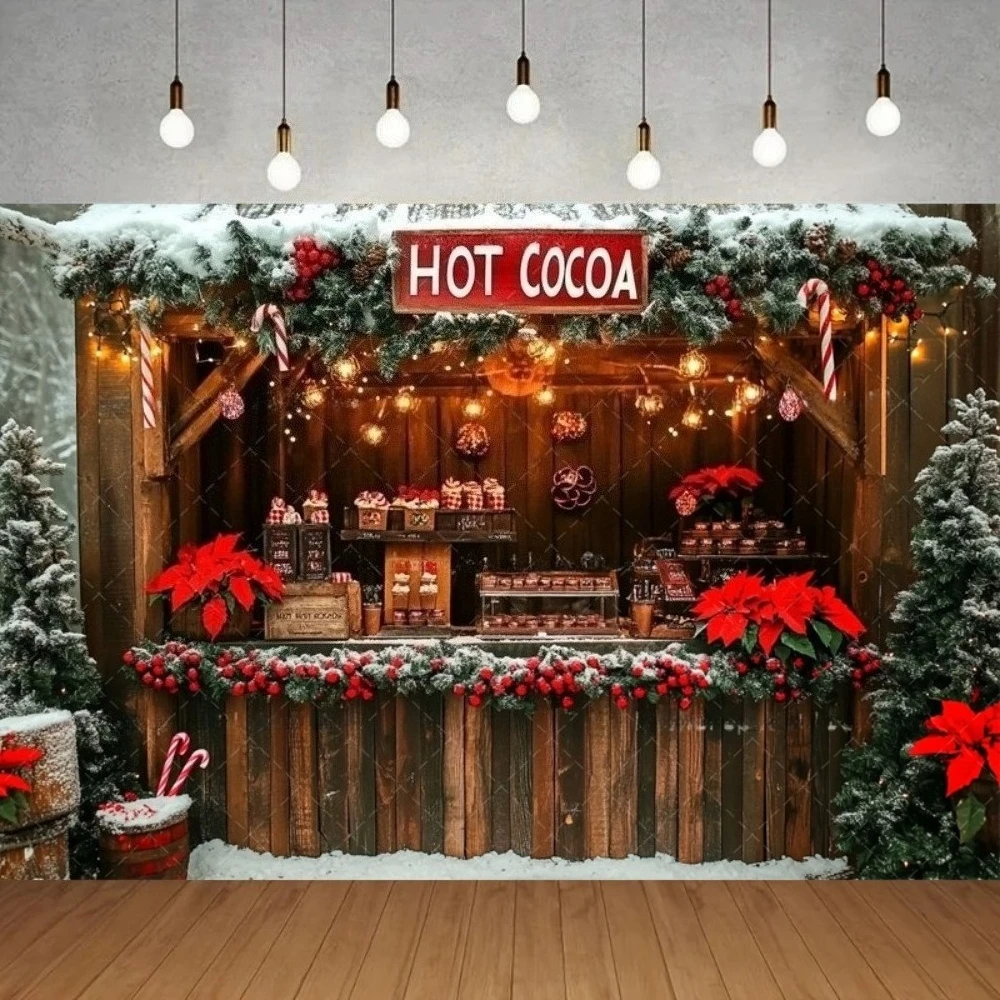 

Christmas Flowers Candy Glass Jar Background Photography, Christmas Children Adult Photos Decorate Store Photography Background