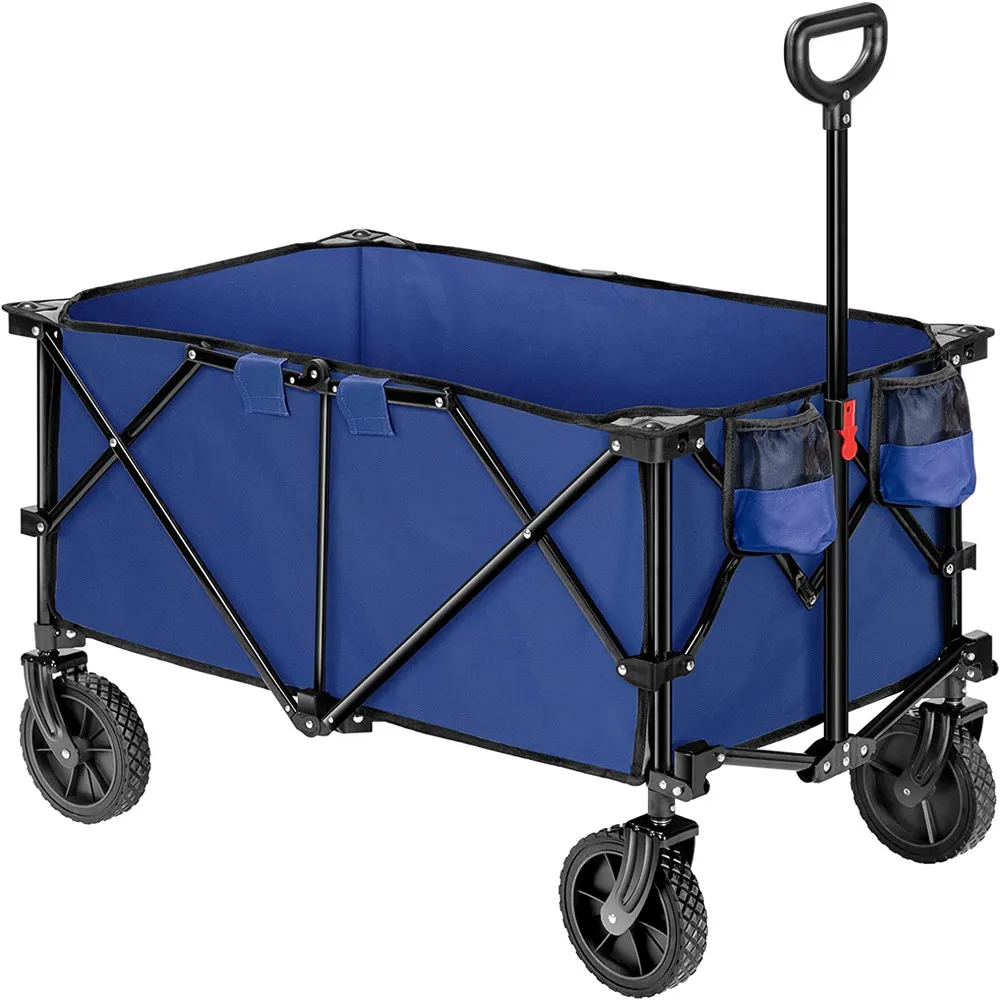 

Heavy Duty Folding Collapsible Wagon Utility Outdoor Camping Cart with Universal Wheels and Adjustable Handle